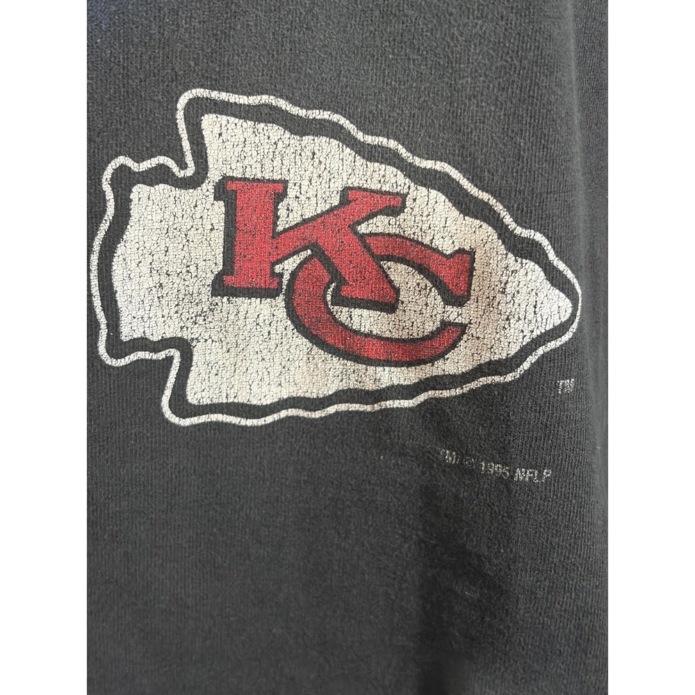 Official Fan Kansas City Chiefs T-Shirt Mens XL Black Good 1995 Single Stitch - Picture 4 of 10